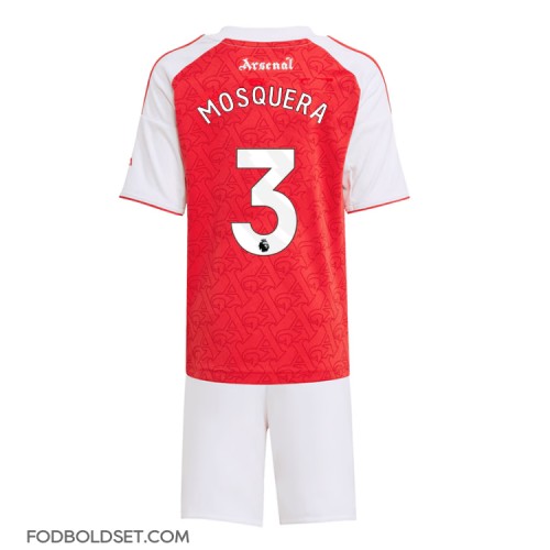 Arsenal Cristhian Mosquera #3 Hjemme Trøje Børn 2025-26 Kortærmet (+ Korte bukser)